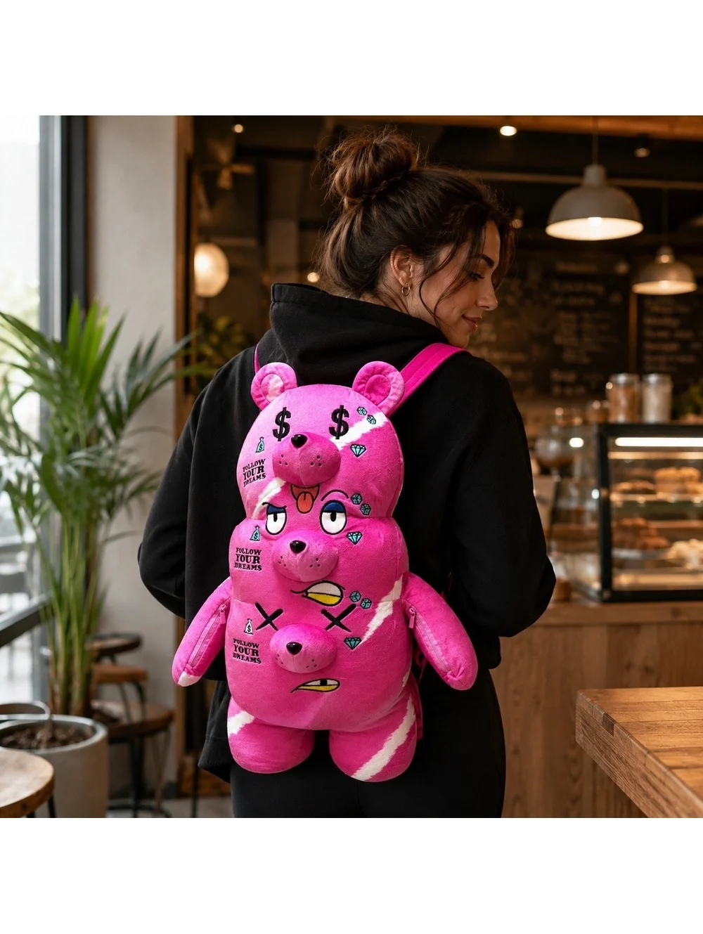 Sprayground The 3 Headed Bear Plush Teddybear Backpack Limited Edition Pink